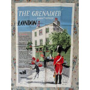 Vintage Mid Century Lamont Irish Linen Souvenir Tea Towel - The Grenadier London